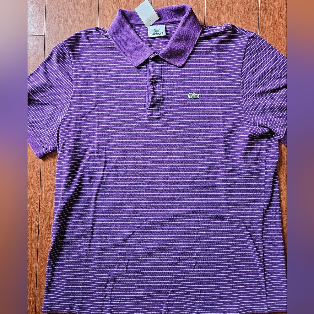 Lacoste Purple Striped Polo Shirt